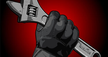 hand holding wrench vector