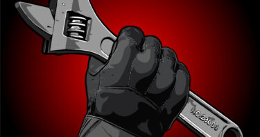 hand holding wrench vector